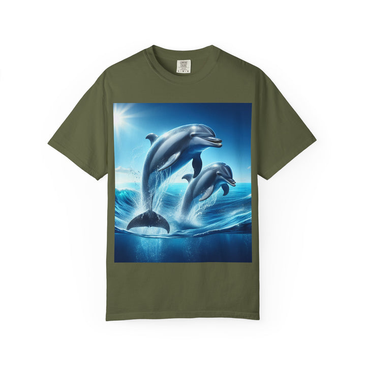 Ocean Jumping Dolphins T-Shirt - Unisex Garment-Dyed Tee