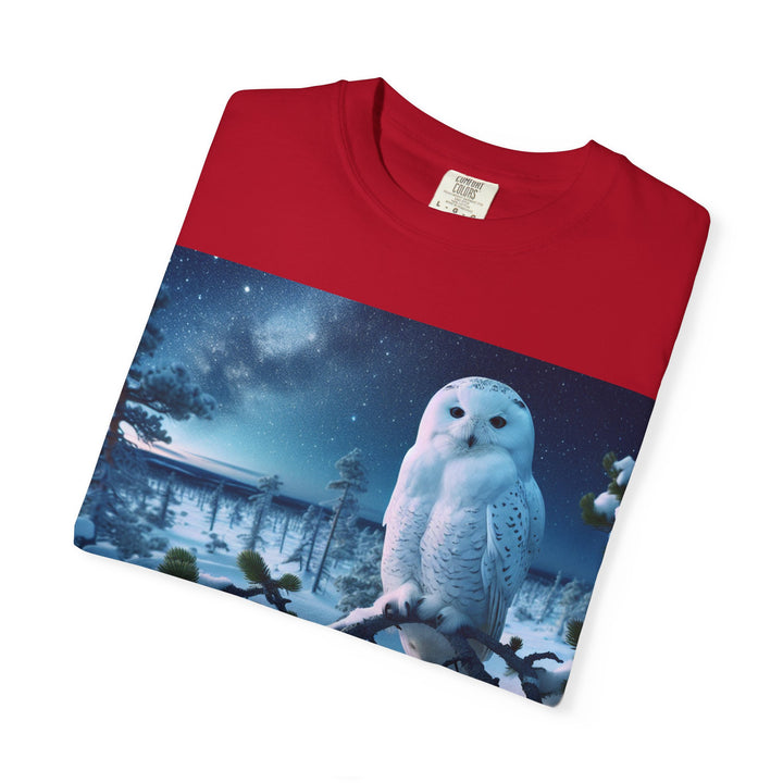 Mystical Owl Unisex Garment-Dyed T-Shirt – Cozy Winter Vibes