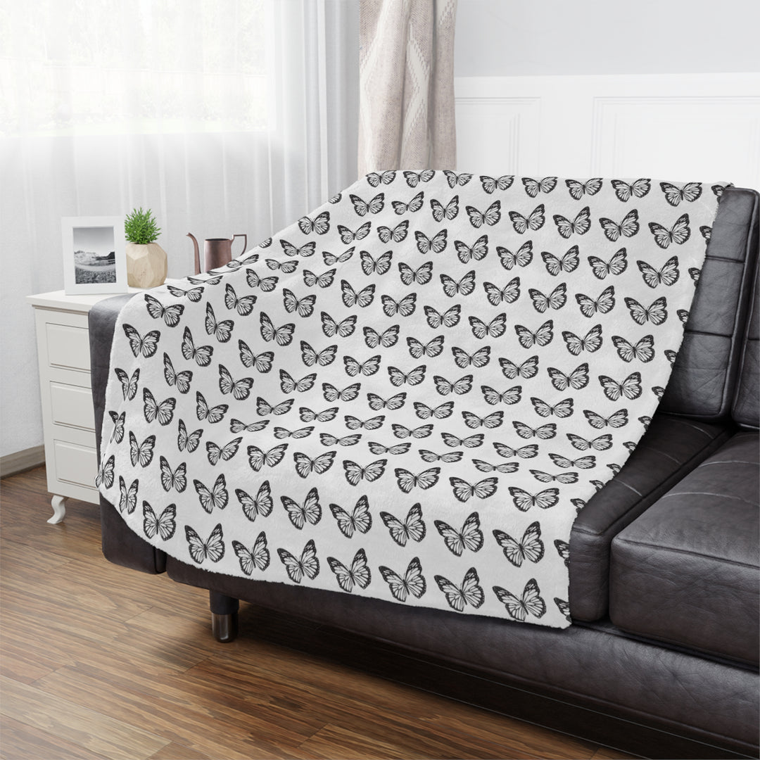 Butterfly Pattern Minky Blanket - Cozy Soft Throw for Kids and Adults