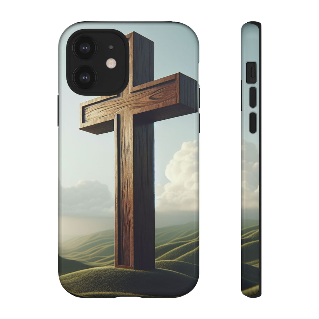 Wooden Cross Phone Case, Inspirational Gift, Christian Decor, Faith-Based Accessory, Unique Tech Gift
