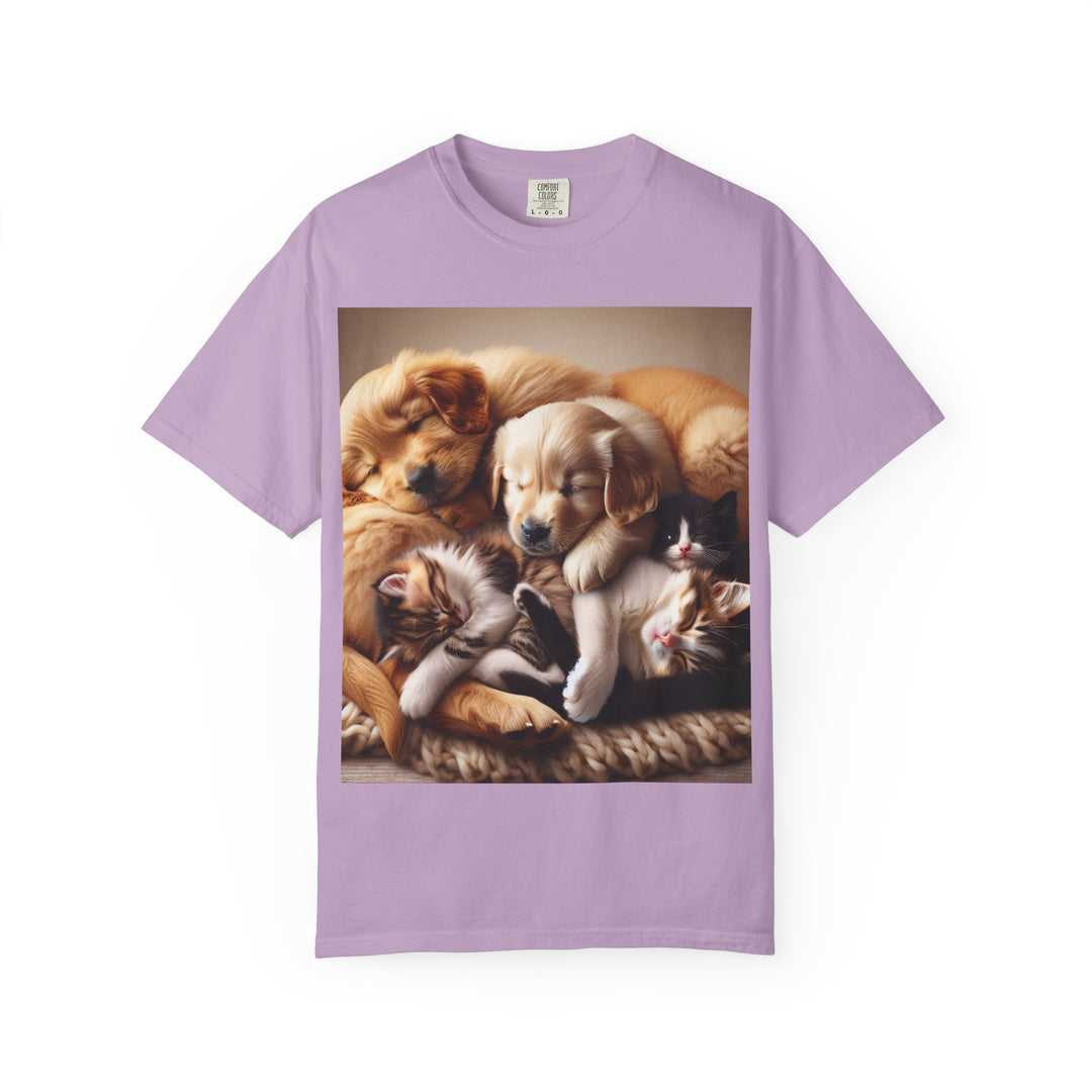 Cute Pets Snuggle Unisex Garment-Dyed T-shirt