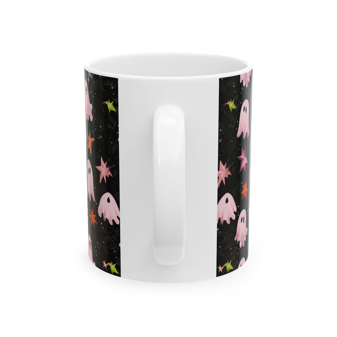 Cute Ghosts Ceramic Mug - Fun Halloween Drinkware, Gift for Friends, Coffee Lover's Mug, Spooky Decorations, Starry Night Design