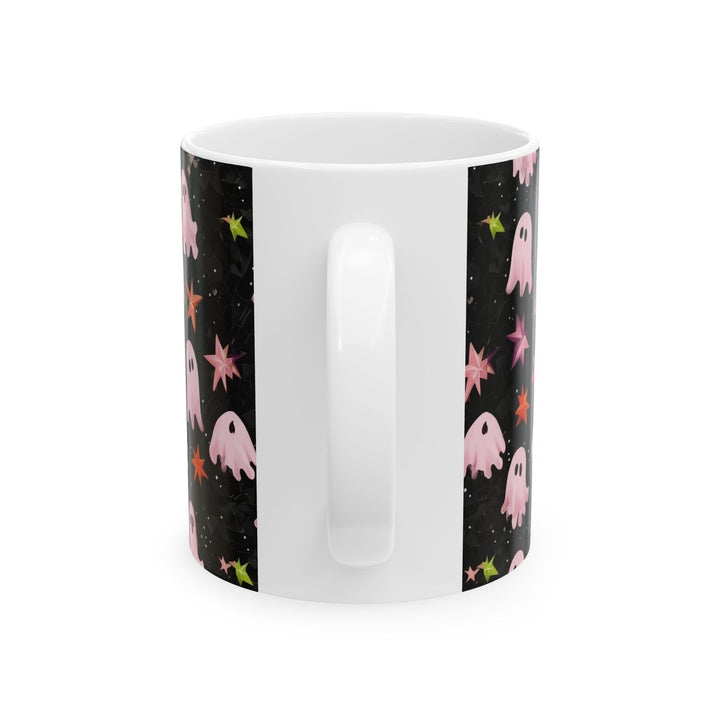 Cute Ghosts Ceramic Mug - Fun Halloween Drinkware, Gift for Friends, Coffee Lover's Mug, Spooky Decorations, Starry Night Design