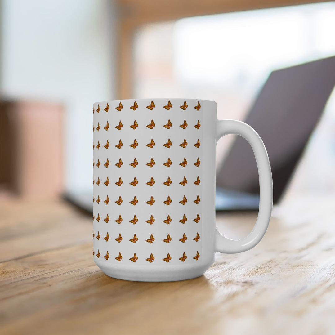 Butterfly Pattern Ceramic Mug - 11oz & 15oz, Perfect for Nature Lovers