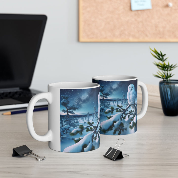 Winter Owl Ceramic Mug - Cozy 11oz & 15oz Coffee Cup for Nature Lovers