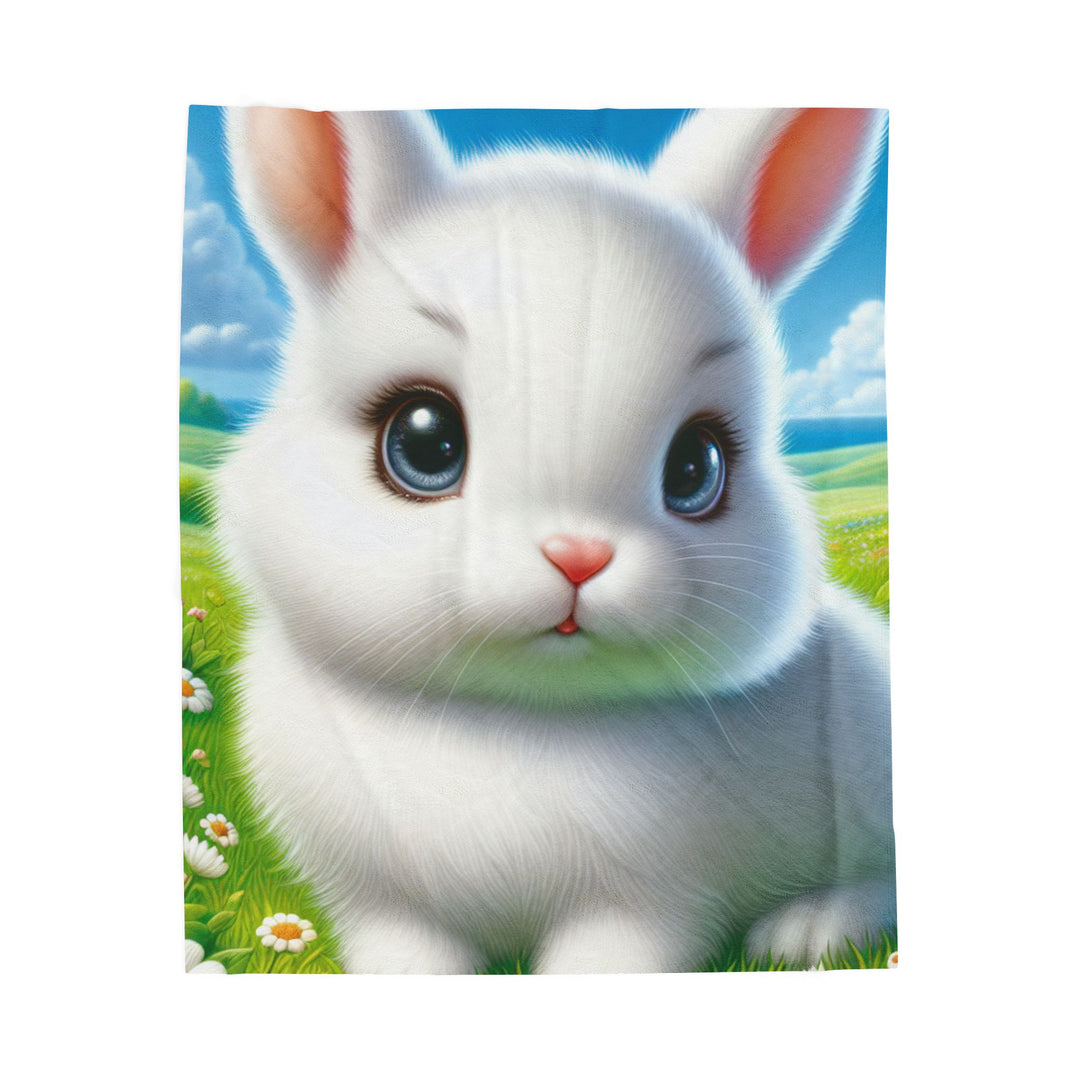 Cute Bunny Velveteen Plush Blanket - Soft & Cozy for Kids and Bunny Lovers
