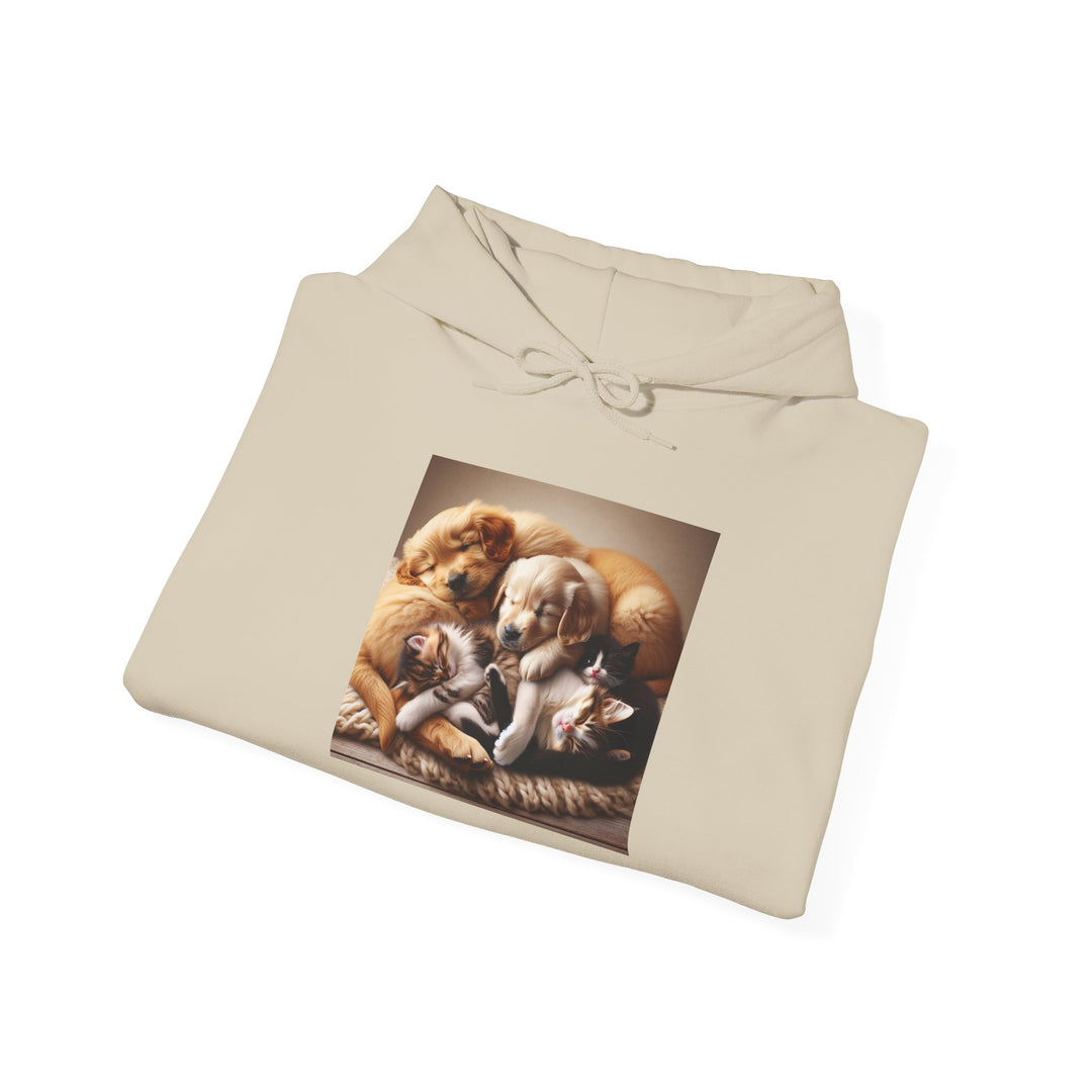 Cozy Pet Pals Hooded Sweatshirt - Animal Lover Gift, Cute Hoodie, Dog Cat Sweatshirt, Casual Wear, Cozy Gift