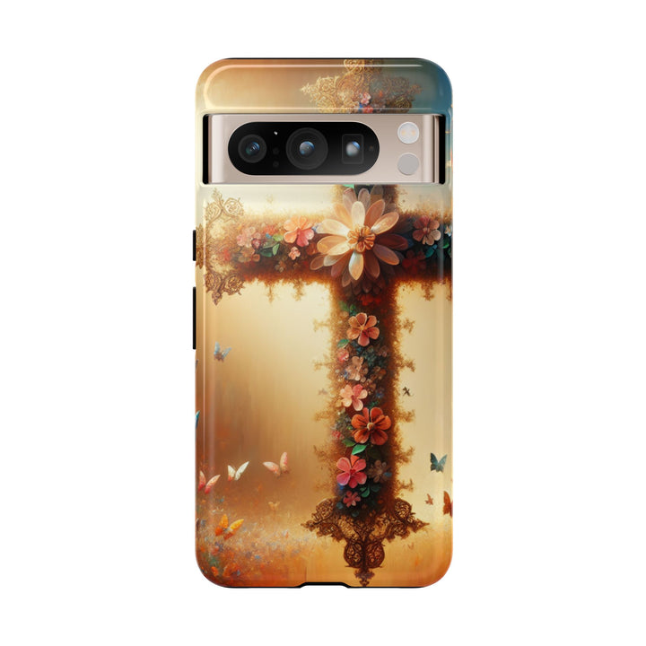 Floral Cross Phone Case, Tough Cases for Christians, Religious Gifts, Cute Floral Accessories, Chic Phone Cover, Spring Vibes