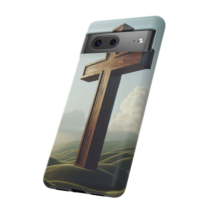 Wooden Cross Phone Case, Inspirational Gift, Christian Decor, Faith-Based Accessory, Unique Tech Gift