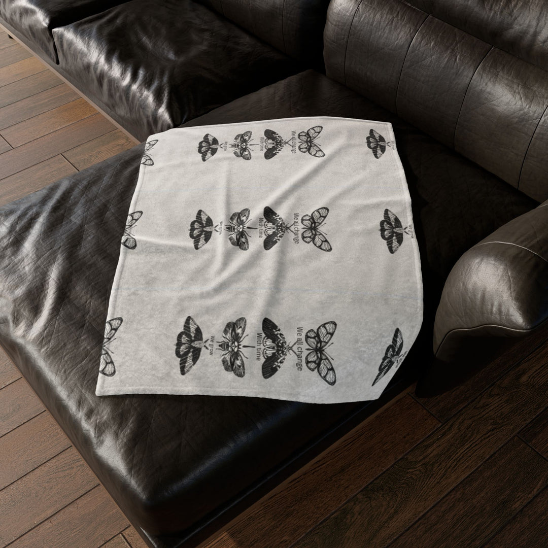 Inspirational Moths Blanket - Soft Polyester Throw with 'We All Change With Time' Design - Perfect for Cozy Evenings