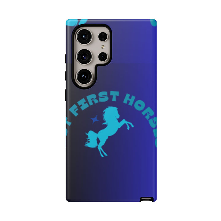 But First Horses Phone Case – Durable Tough Case for Horse Lovers