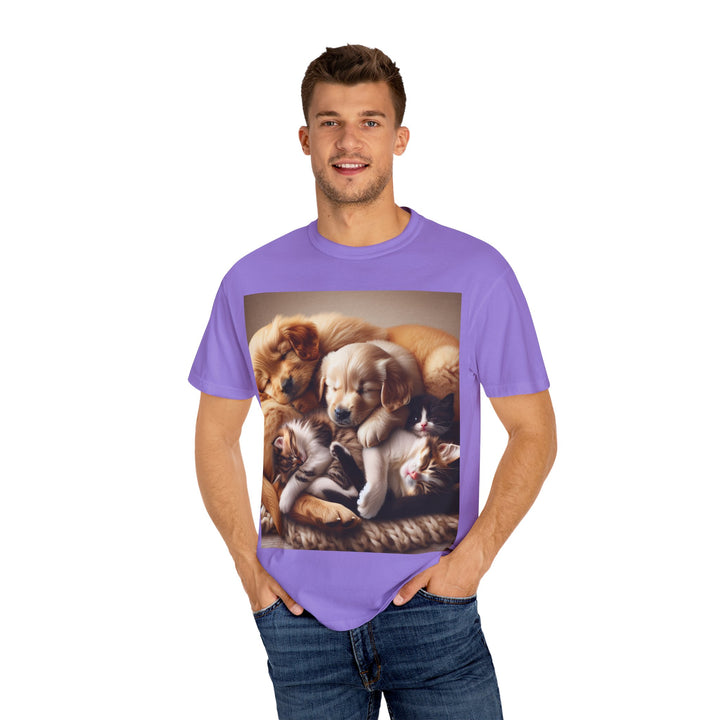 Cute Pets Snuggle Unisex Garment-Dyed T-shirt