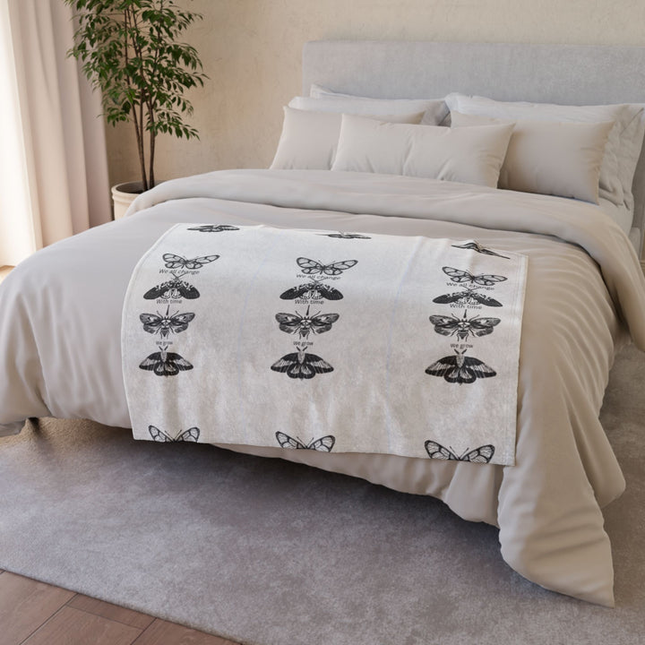 Inspirational Moths Blanket - Soft Polyester Throw with 'We All Change With Time' Design - Perfect for Cozy Evenings