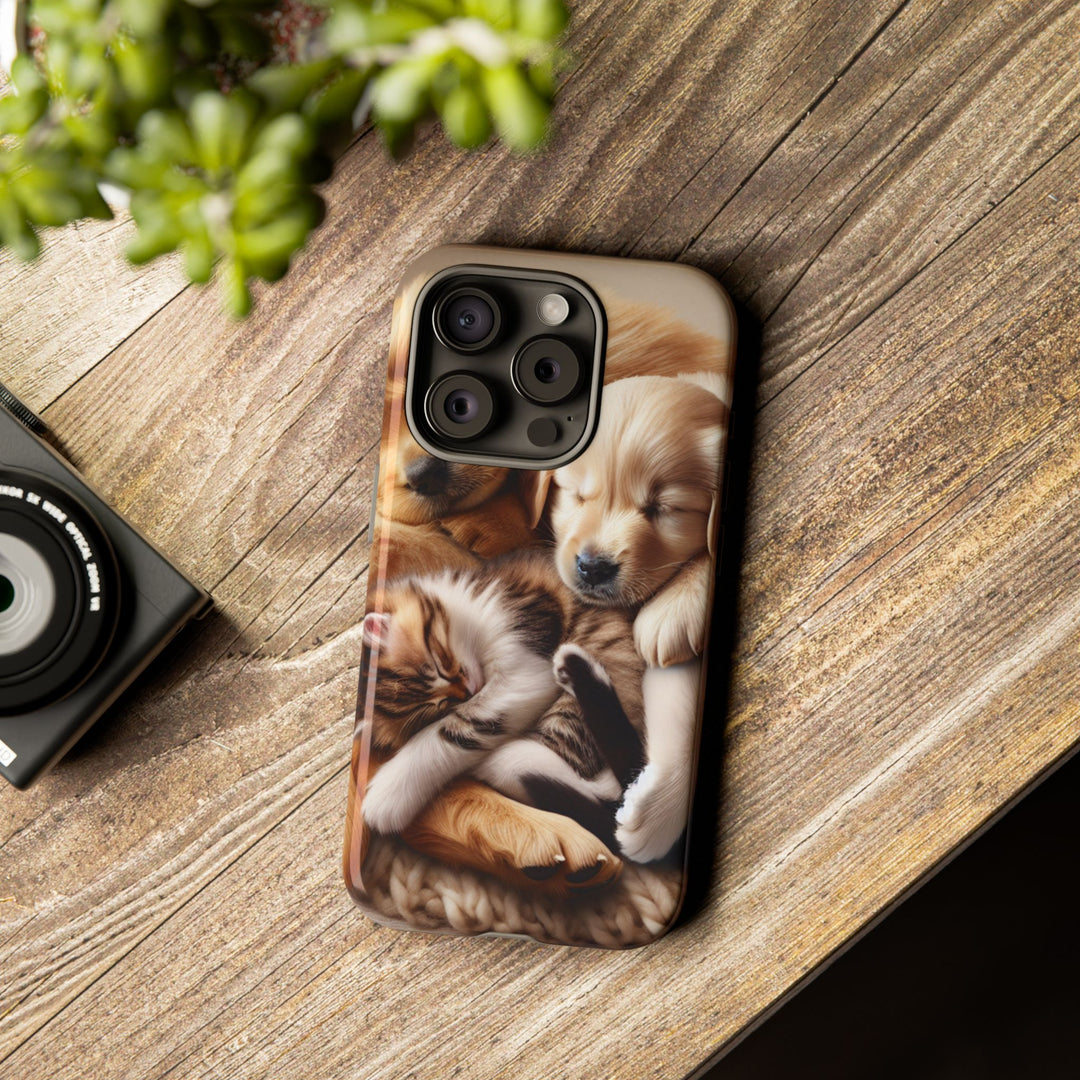 Cute Pets Phone Case - Adorable Puppy and Kitten Design, Animal Lover Gift