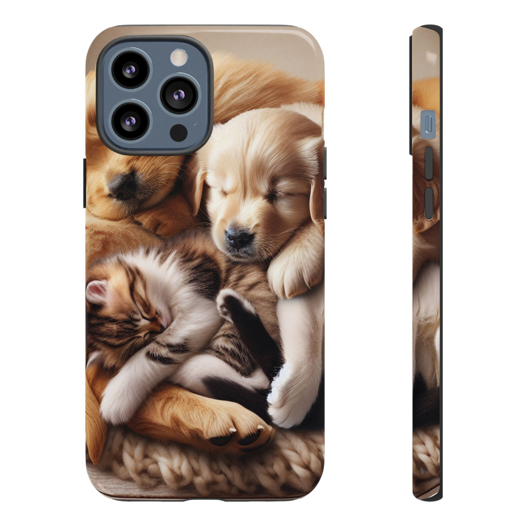Cute Pets Phone Case - Adorable Puppy and Kitten Design, Animal Lover Gift