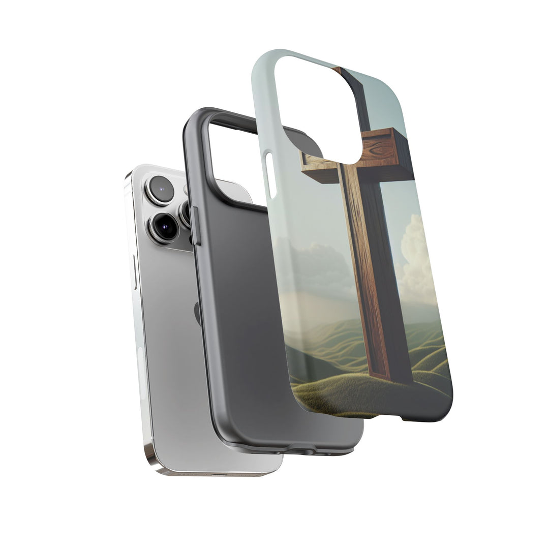 Wooden Cross Phone Case, Inspirational Gift, Christian Decor, Faith-Based Accessory, Unique Tech Gift