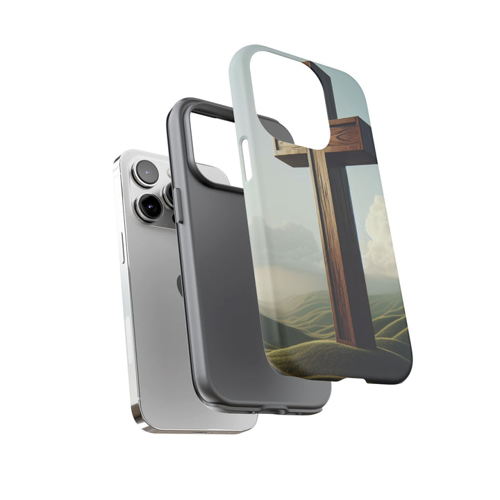 Wooden Cross Phone Case, Inspirational Gift, Christian Decor, Faith-Based Accessory, Unique Tech Gift