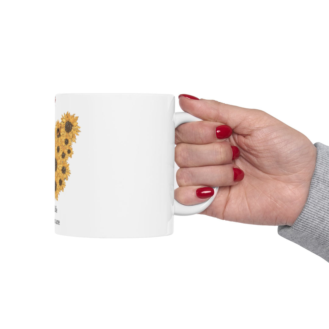 Butterfly & Sunflower Inspirational Ceramic Mug - Secrets of Life Design (11oz, 15oz)