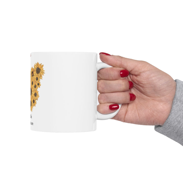 Butterfly & Sunflower Inspirational Ceramic Mug - Secrets of Life Design (11oz, 15oz)
