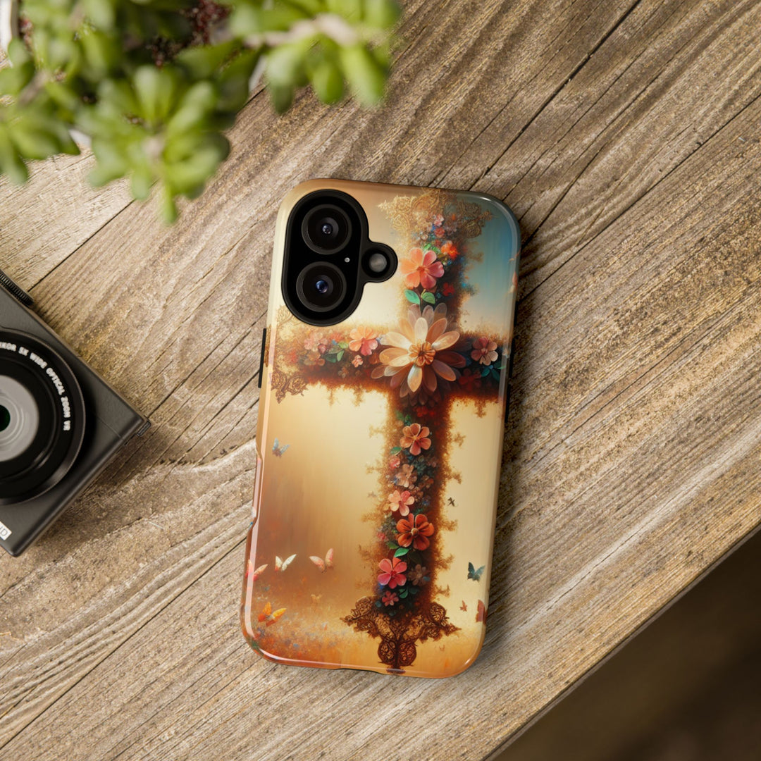 Floral Cross Phone Case, Tough Cases for Christians, Religious Gifts, Cute Floral Accessories, Chic Phone Cover, Spring Vibes