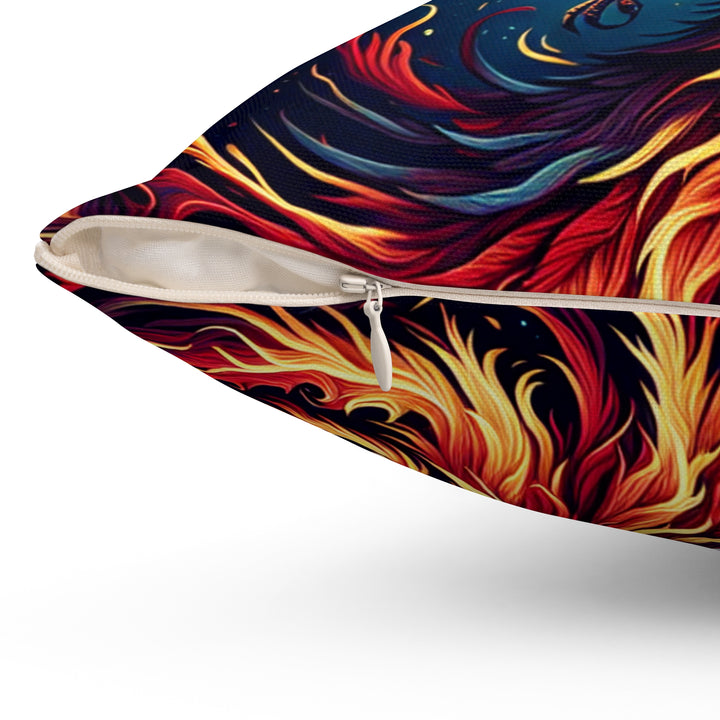 Vibrant Phoenix Throw Pillow, Bohemian Home Decor, Fire Element Cushion, Cozy Living Room Accent, Unique Gift for Dragon Lovers