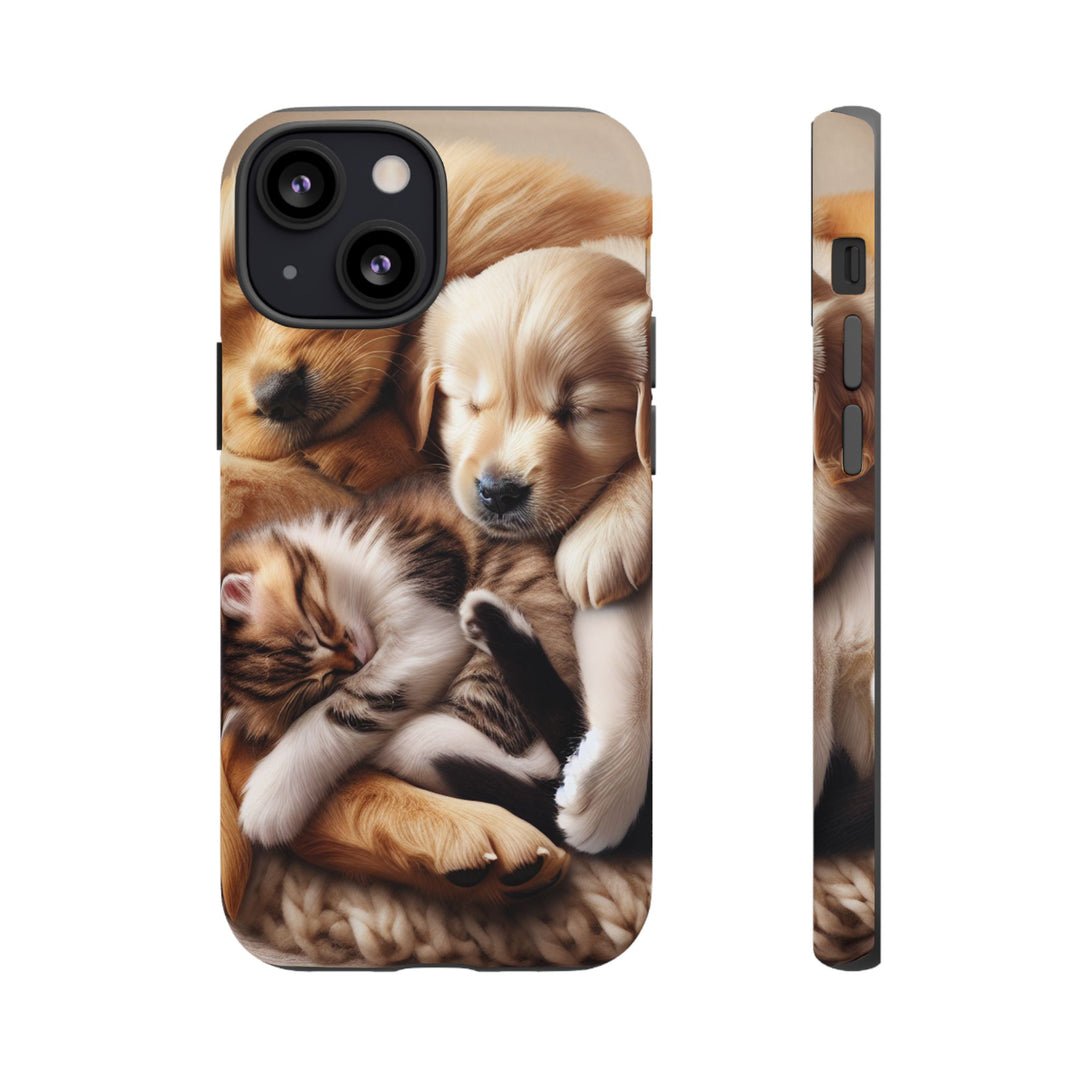 Cute Pets Phone Case - Adorable Puppy and Kitten Design, Animal Lover Gift