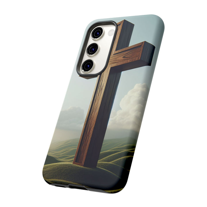 Wooden Cross Phone Case, Inspirational Gift, Christian Decor, Faith-Based Accessory, Unique Tech Gift