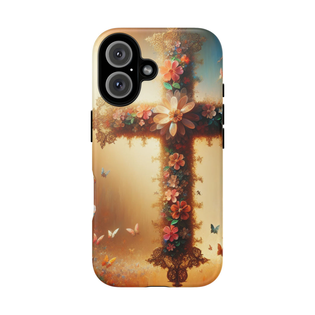Floral Cross Phone Case, Tough Cases for Christians, Religious Gifts, Cute Floral Accessories, Chic Phone Cover, Spring Vibes