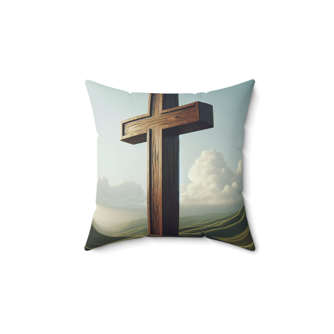 Christian Cross Decorative Pillow, Spiritual Home Decor, Religious Gift for Easter, Thanksgiving, Faith-Based Pillow