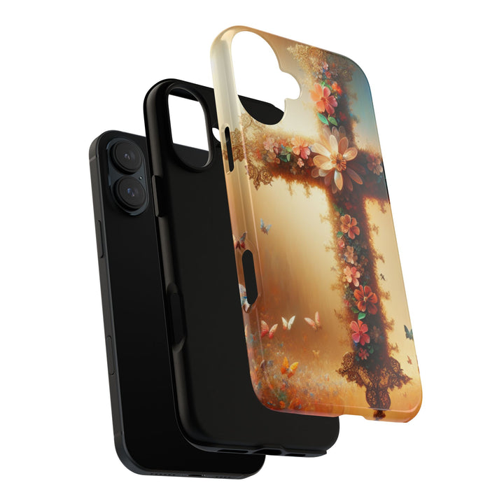 Floral Cross Phone Case, Tough Cases for Christians, Religious Gifts, Cute Floral Accessories, Chic Phone Cover, Spring Vibes