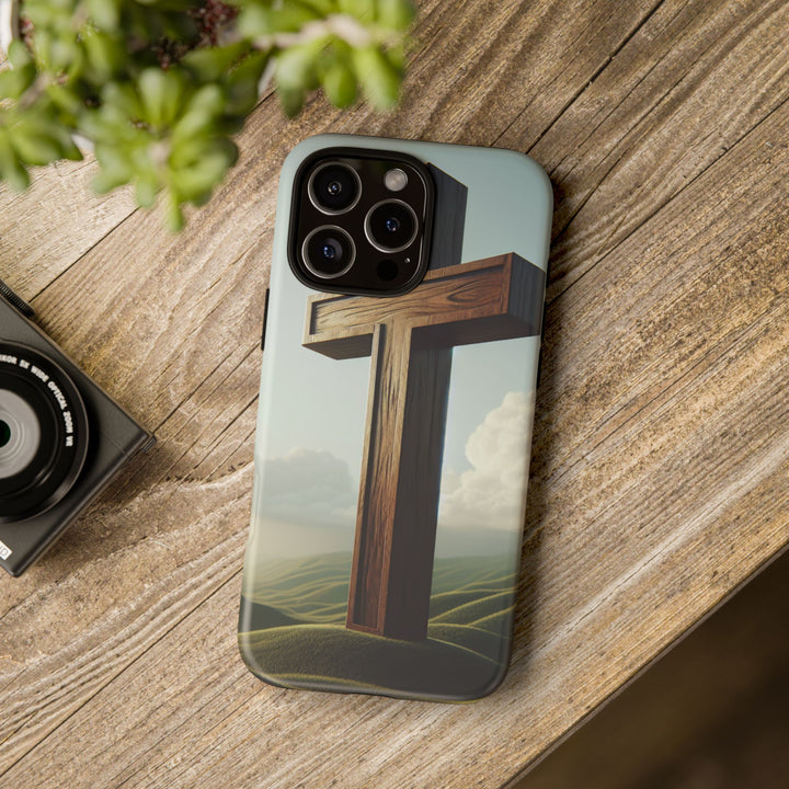Wooden Cross Phone Case, Inspirational Gift, Christian Decor, Faith-Based Accessory, Unique Tech Gift