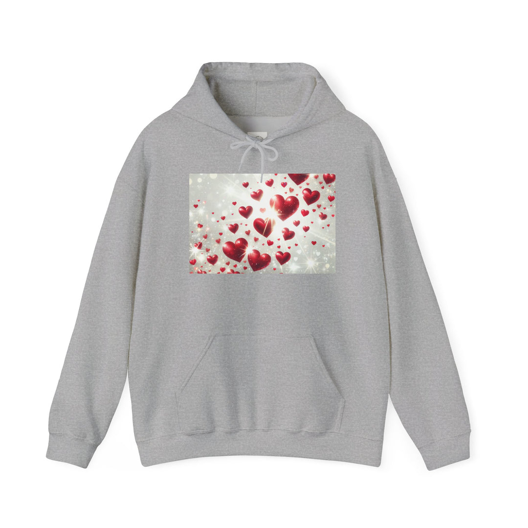 Love Hearts Unisex Hoodie, Cozy Valentine's Day Sweatshirt, Warm Gift for Him/Her, Cute Snug Pullover for Couples, Romantic Apparel