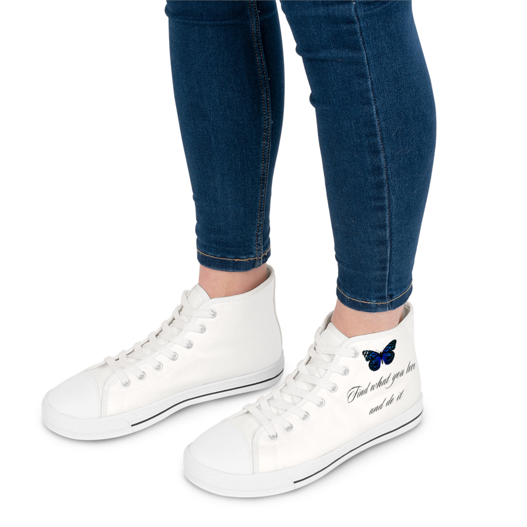 Women&#039;s High Top Sneakers with Butterfly Design - Inspire Your Style