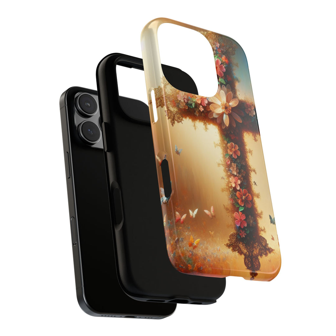 Floral Cross Phone Case, Tough Cases for Christians, Religious Gifts, Cute Floral Accessories, Chic Phone Cover, Spring Vibes