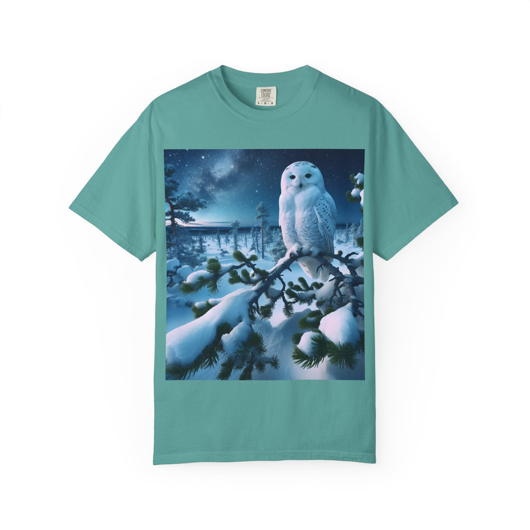 Mystical Owl Unisex Garment-Dyed T-Shirt – Cozy Winter Vibes