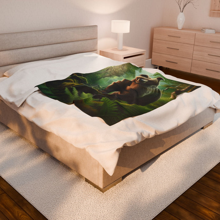 Cozy Bear Velveteen Plush Blanket - Perfect for Nature Lovers & Gifting