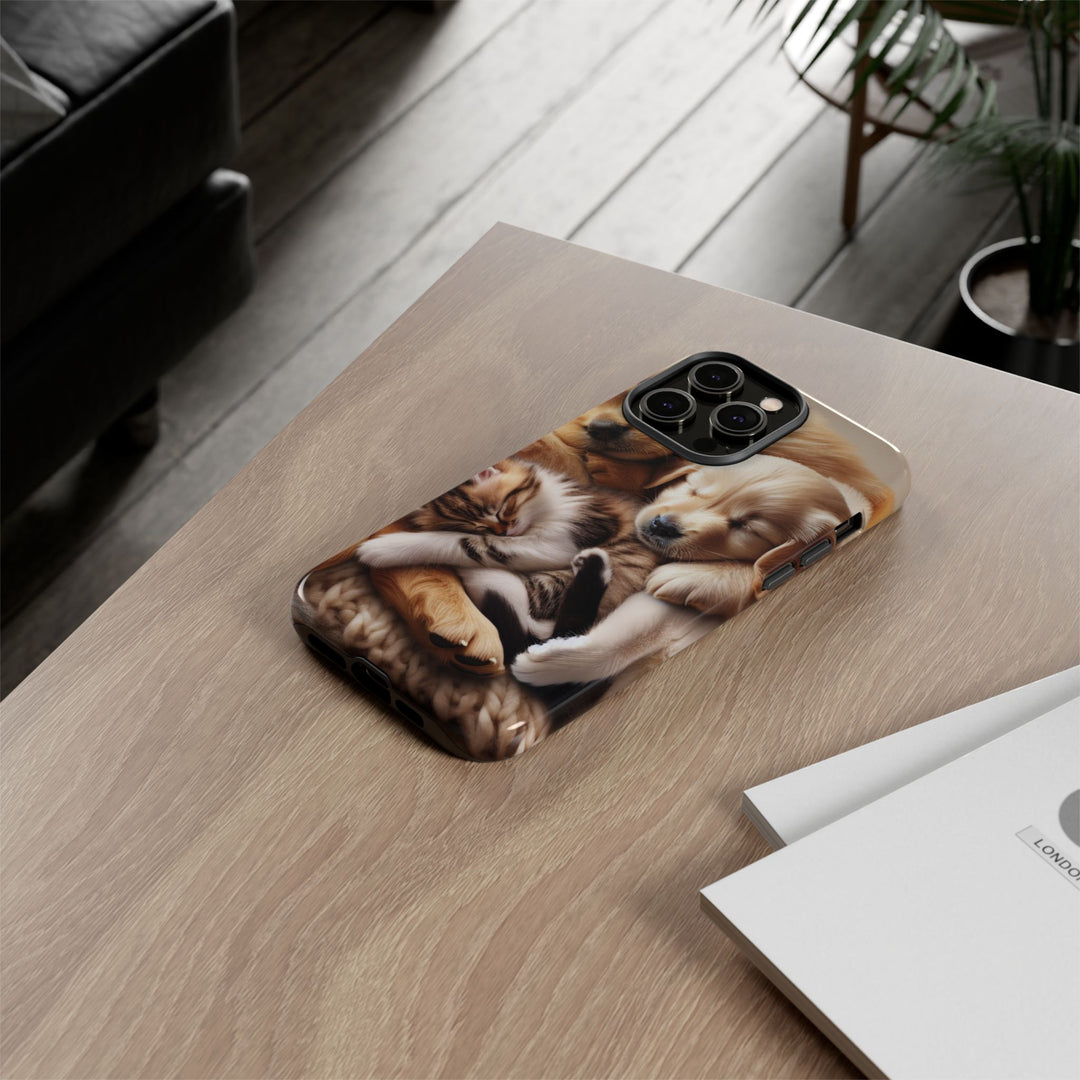 Cute Pets Phone Case - Adorable Puppy and Kitten Design, Animal Lover Gift