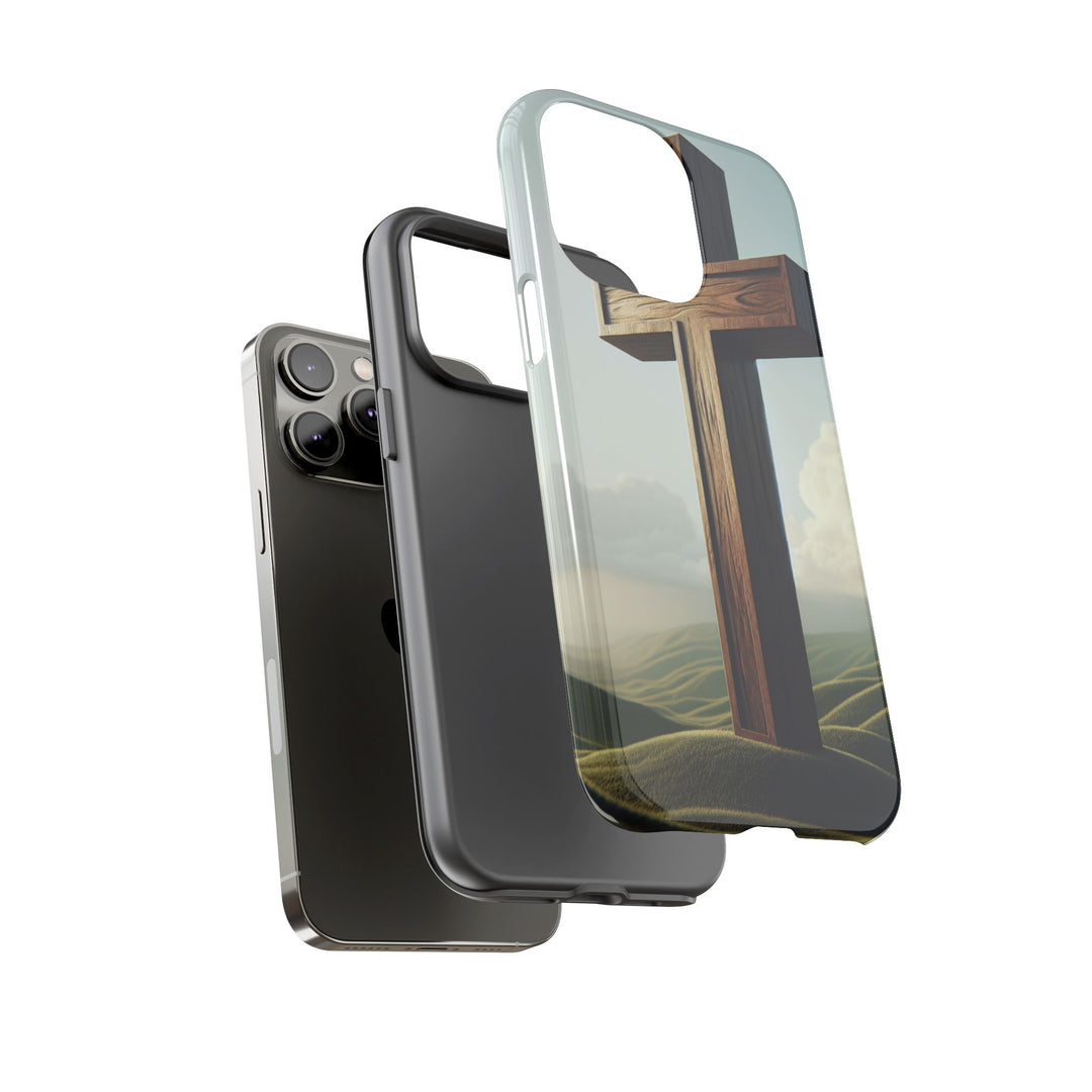 Wooden Cross Phone Case, Inspirational Gift, Christian Decor, Faith-Based Accessory, Unique Tech Gift
