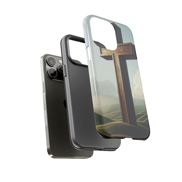 Wooden Cross Phone Case, Inspirational Gift, Christian Decor, Faith-Based Accessory, Unique Tech Gift