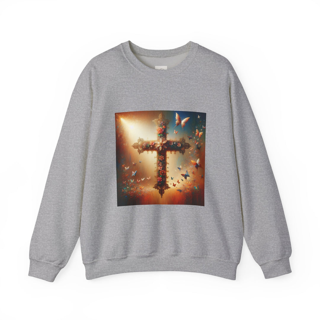 Faith-Inspired Butterfly Sweatshirt, Unisex Crewneck, Cozy Christian Apparel, Gift for Easter, Inspirational Sweatshirt, Casualwear
