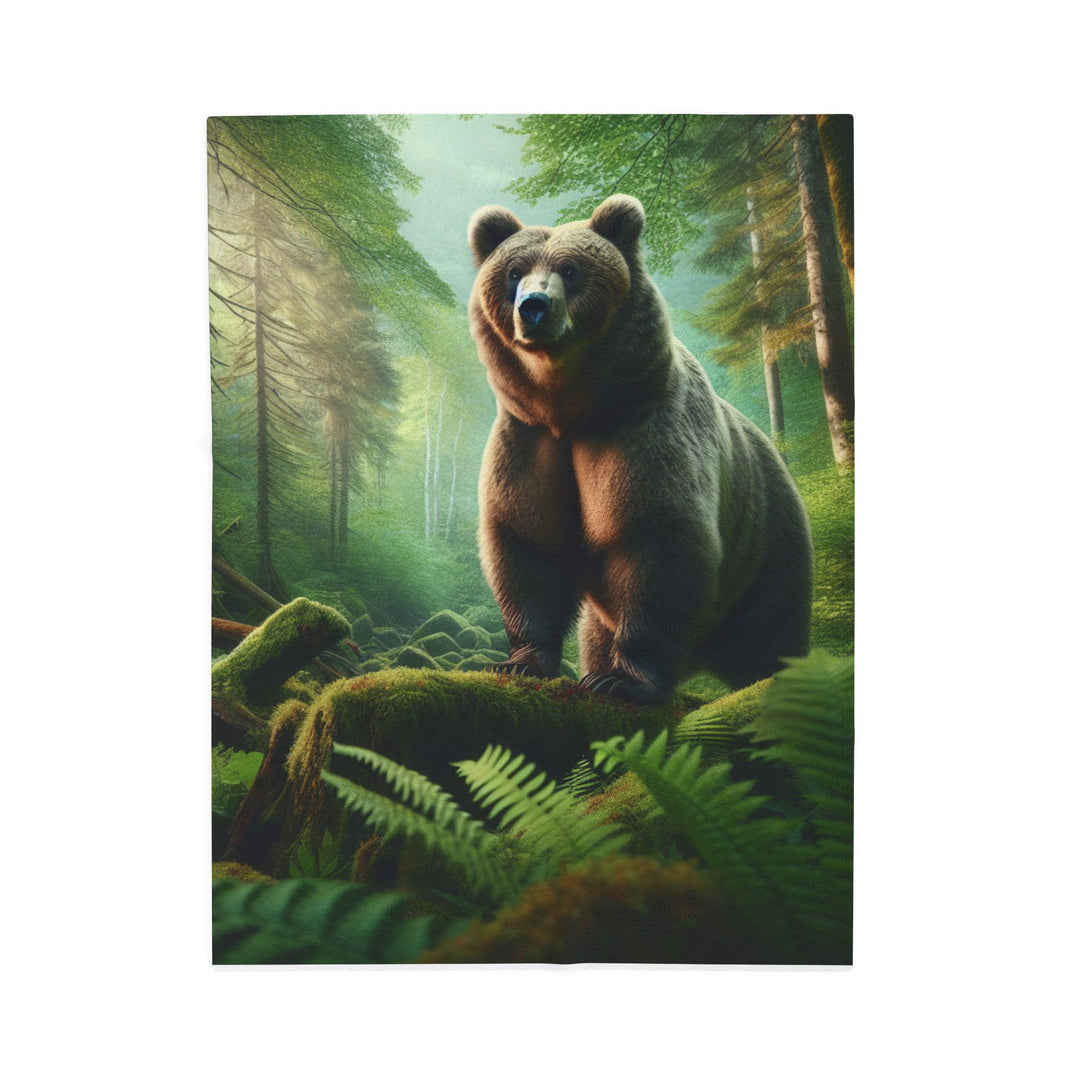 Cozy Bear Velveteen Plush Blanket - Perfect for Nature Lovers & Gifting