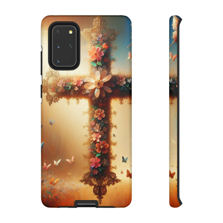 Floral Cross Phone Case, Tough Cases for Christians, Religious Gifts, Cute Floral Accessories, Chic Phone Cover, Spring Vibes
