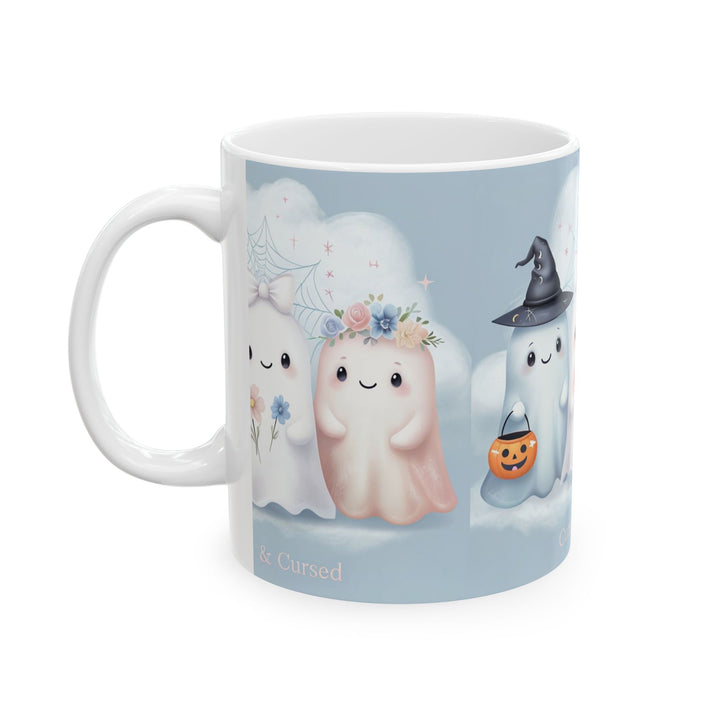 Cute & Cursed Ghost Ceramic Mug - Perfect for Halloween, Home Decor, Cozy Vibes, Gift Ideas, Coffee Lovers