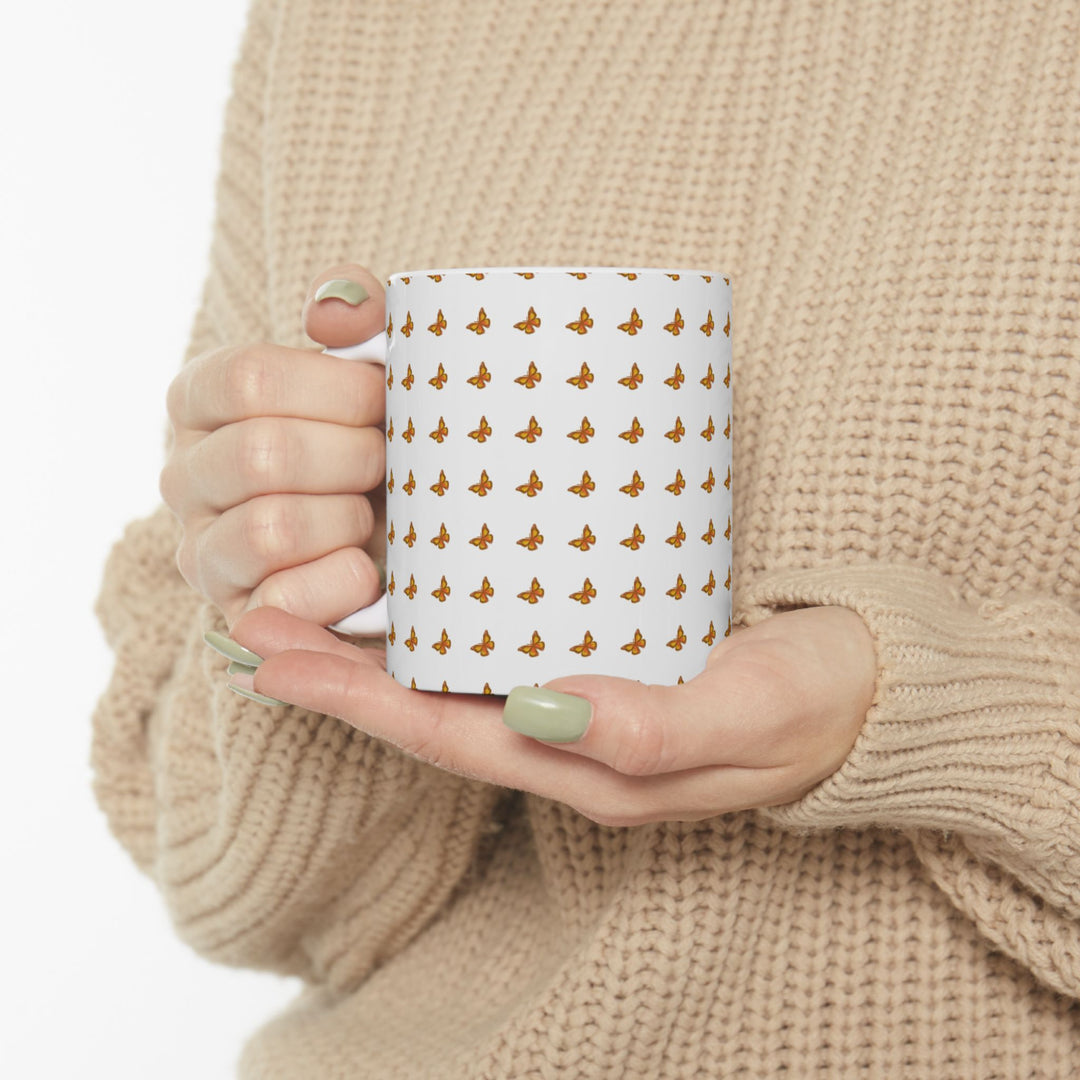 Butterfly Pattern Ceramic Mug - 11oz & 15oz, Perfect for Nature Lovers
