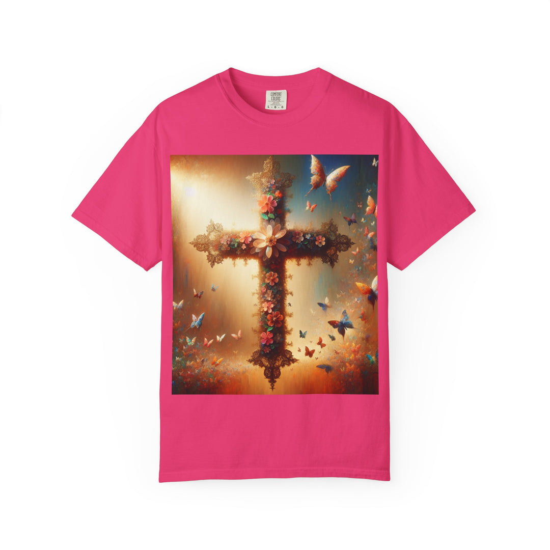 Faith-Inspired Floral Cross T-Shirt, Inspirational Tee, Religious Gift, Christian Apparel, Casual Wear, Everyday T-Shirt