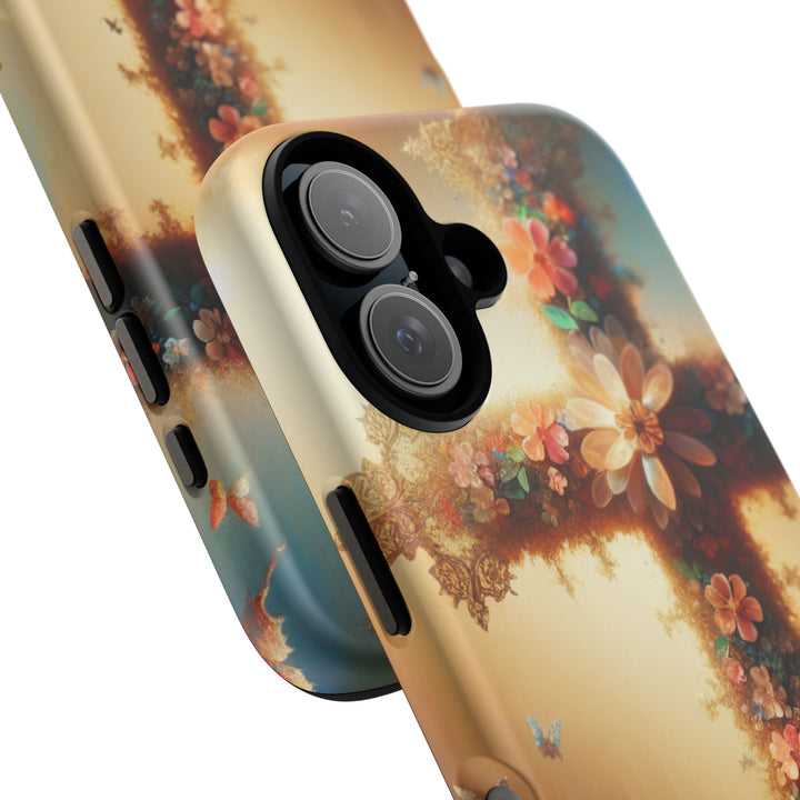 Floral Cross Phone Case, Tough Cases for Christians, Religious Gifts, Cute Floral Accessories, Chic Phone Cover, Spring Vibes