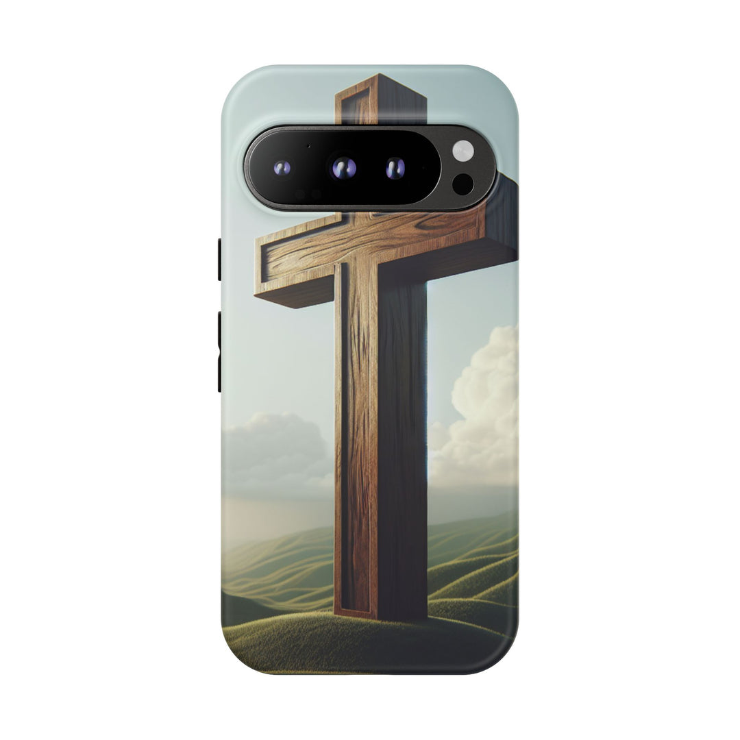 Wooden Cross Phone Case, Inspirational Gift, Christian Decor, Faith-Based Accessory, Unique Tech Gift
