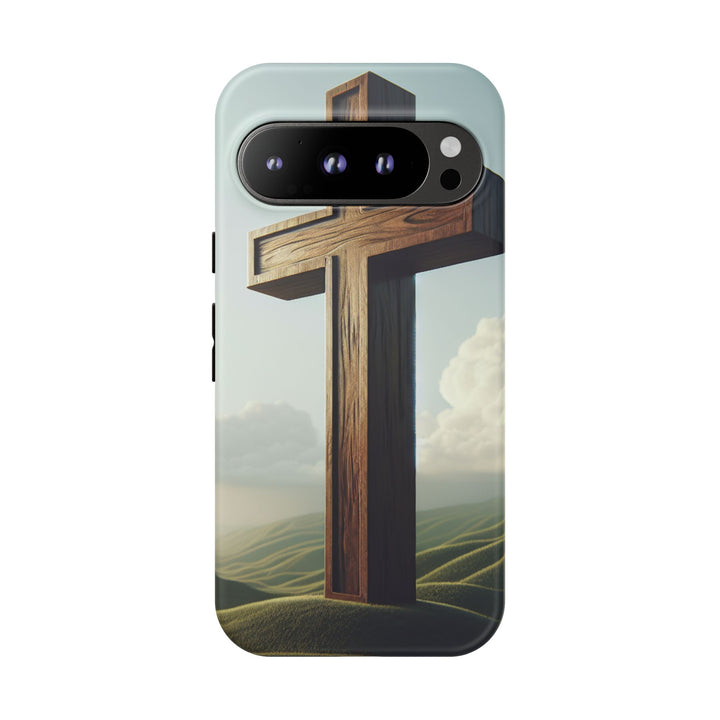 Wooden Cross Phone Case, Inspirational Gift, Christian Decor, Faith-Based Accessory, Unique Tech Gift