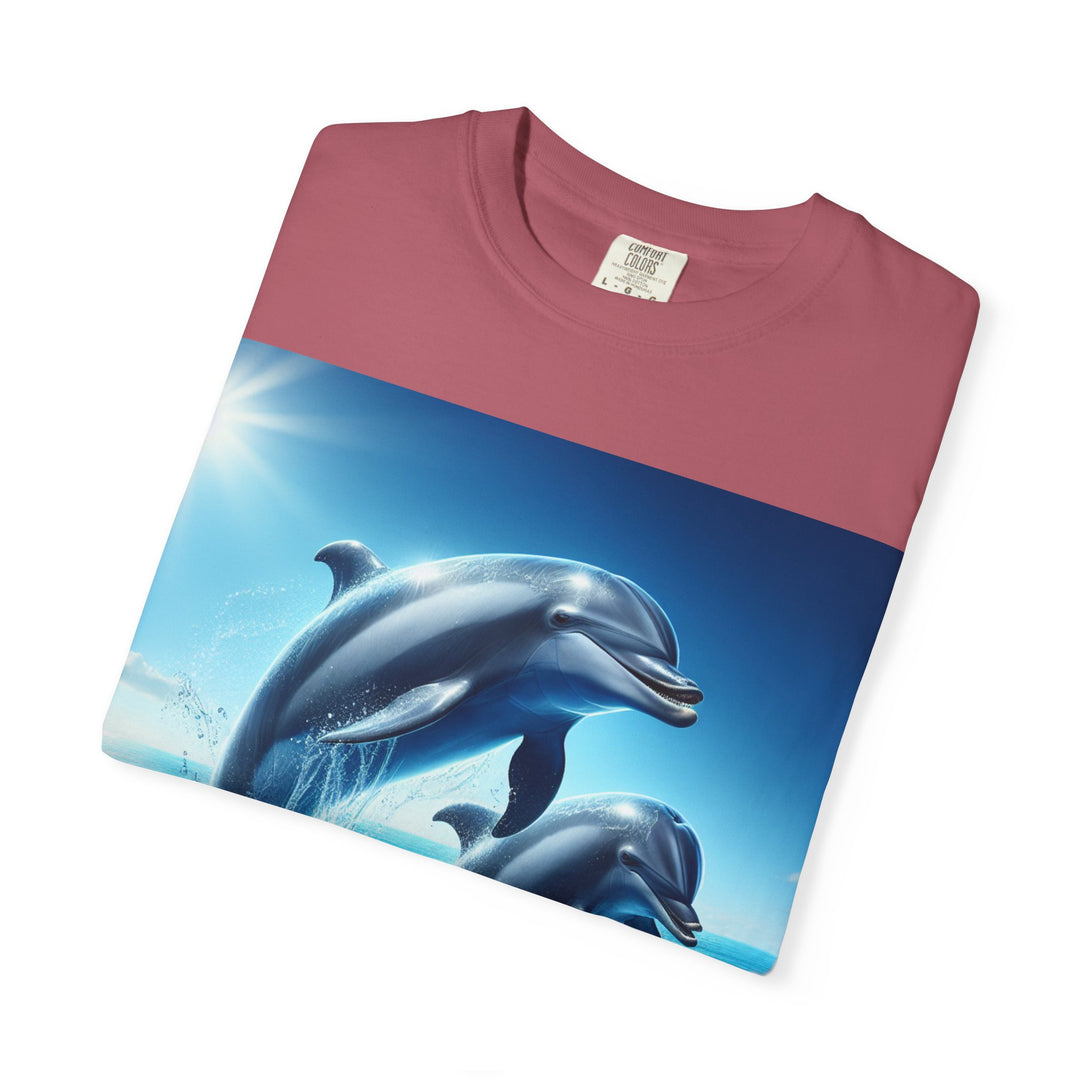 Ocean Jumping Dolphins T-Shirt - Unisex Garment-Dyed Tee