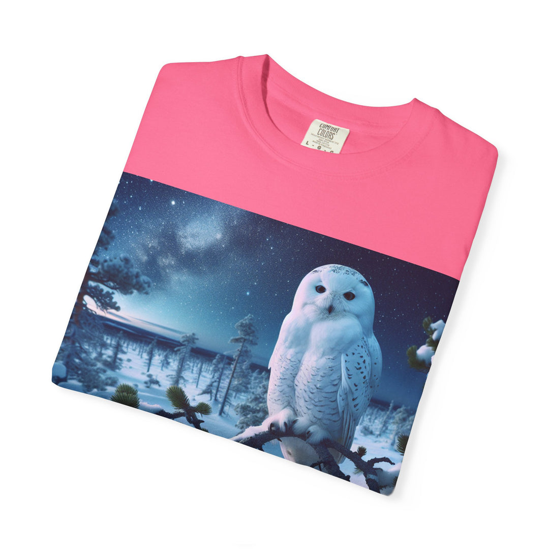 Mystical Owl Unisex Garment-Dyed T-Shirt – Cozy Winter Vibes